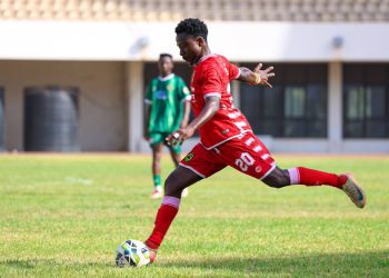 Kotoko's Seth Kwadwo in action against Karela Photo Courtesy: Kotoko