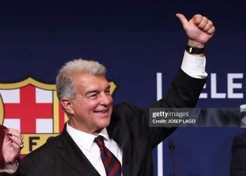 FC Barcelona candidate Joan Laporta reacts after winning the election for the presidency of FC Barcelona at the Camp Nou stadium in Barcelona early on March 16, 2026. Joan Laporta was reelected as Barcelona president on Sunday, defeating Victor Font (Photo by Josep LAGO / AFP via Getty Images)