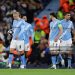 Erling Haaland, Tijjani Reijnders, Ruben Dias and Rodri of Manchester City look dejected during the UEFA Champions League 2025/26 Round of 16 Second Leg match between Manchester City FC and Real Madrid CF (Photo by Michael Regan/Getty Images)