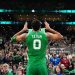 Jayson Tatum #0 of the Boston Celtics before the game against the Dallas Mavericks (Photo by Brian Babineau/NBAE via Getty Images)