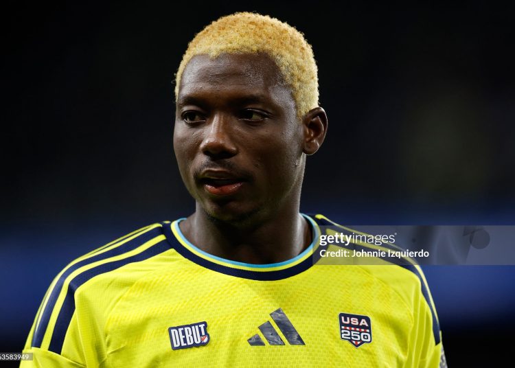 Maxwell Woledzi #3 of Nashville SC looks on during the first half of the match against New England Revolution (Photo by Johnnie Izquierdo/Getty Images)