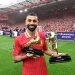 LIVERPOOL, ENGLAND - MAY 25: (THE SUN OUT. THE SUN ON SUNDAY OUT) Mohamed Salah of Liverpool poses for a photo with his Premier League Golden boot and Playmakers award after the teams 1-1 draw in the Premier League match between Liverpool FC and Crystal Palace FC at Anfield on May 25, 2025 in Liverpool, England. (Photo by Liverpool FC/Liverpool FC via Getty Images)
