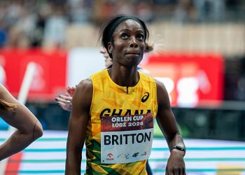 Evonne Britton competes during the Orlen Cup Lodz 2026 event in Lodz, Poland, on January 25, 2026. The ORLEN Cup Lodz 2026 is an indoor athletics meeting at Atlas Arena and is part of the World Athletics Indoor Tour Silver. (Photo by Marcin Golba/NurPhoto via Getty Images)