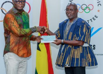 Sports Minister Kofi Adams with GOC President, Richard Akpokavie