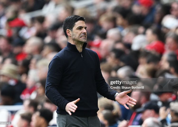Mikel Arteta, Manager of Arsenal, reacts during the Premier League match between Arsenal and Bournemouth (Photo by Shaun Botterill/Getty Images)