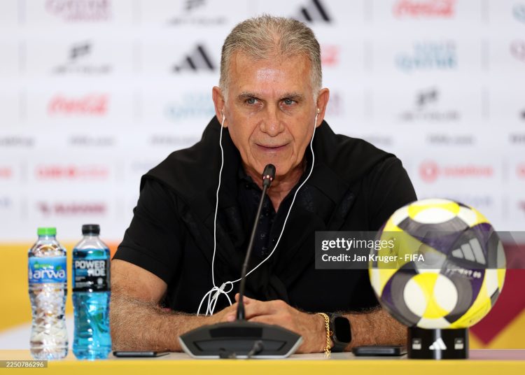 Carlos Queiroz, Head Coach of Oman, speaks to the media in a post match press conference after the FIFA Arab Cup 2025 Group B match between Oman and Comoros (Photo by Jan Kruger - FIFA/FIFA via Getty Images)