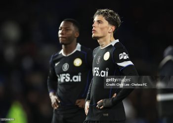 Alejandro Garnacho of Chelsea looks dejected after the Premier League match between Brighton & Hove Albion and Chelsea (Photo by Chris Lee - Chelsea FC/Chelsea FC via Getty Images)