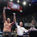 Tyson Fury has his hand raised following victory in the Heavyweight fight between Tyson Fury and Arslanbek Makhmudov (Photo by Richard Pelham/Getty Images for Netflix)
