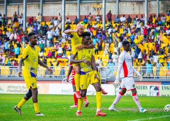 Medeama players celebrate goal against Kotoko Photo Courtesy: Medeama