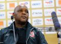Pitso Mosimane, Animates a press conference in Algiers in Algeria on May 13, before the return match, semi-finals of the African Champions League against ESS Sétif Algeria (Photo by APP/NurPhoto via Getty Images)