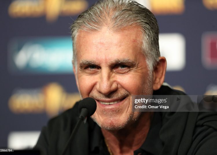 Carlos Queiroz of Qatar speaks during a press conference ahead of the 2023 Concacaf Gold Cup match against Panama at AT&T Stadium on July 7, 2023 in Arlington, Texas. (Photo by Omar Vega/Getty Images)
