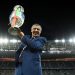 Fernando Santos manager of Portugal lifts the Henri Delaunay trophy to celebrate after his team's 1-0 win against France in the UEFA EURO 2016 Final match (Photo by Matthias Hangst/Getty Images)
