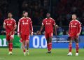 Ibrahima Konate of Liverpool reacts after his side concedes a goal during the UEFA Champions League 2025/26 Quarter-Final First Leg match between Paris Saint-Germain FC and Liverpool FC (Photo by Justin Setterfield/Getty Images)