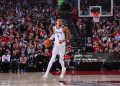 Victor Wembanyama #1 of the San Antonio Spurs dribbles the ball during the game against the Portland Trail Blazers during Round 1 Game 4 (Photo by Brian Babineau/NBAE via Getty Images)