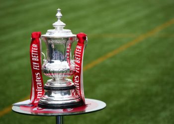 FA Cup Trophy on the pitch. Photo by Alex Livesey/Getty Images)