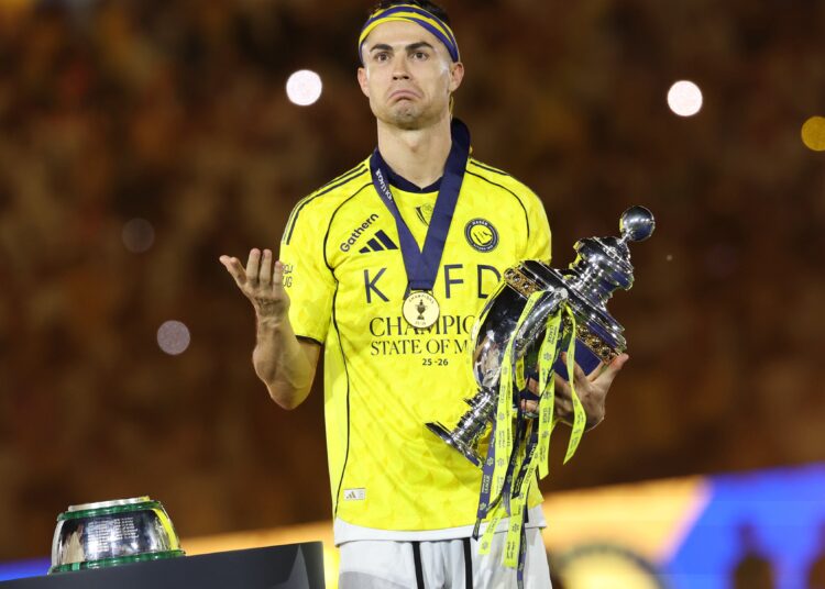 Cristiano Ronaldo celebrates after winning Saudi Pro League Title Photo Courtesy: Al-Nassr