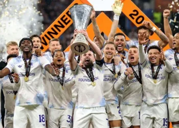 Aston Villa celebrate winning 2025-2026 Europa League title Photo Courtesy: Getty Images