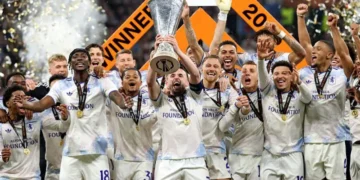 Aston Villa celebrate winning 2025-2026 Europa League title Photo Courtesy: Getty Images