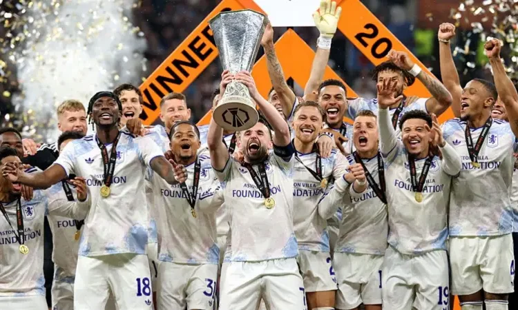 Aston Villa celebrate winning 2025-2026 Europa League title Photo Courtesy: Getty Images