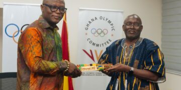 President of GOC Richard Akpokavie and Minister for Sports Kofi Adams