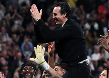 Unai Emery celebrates after winning Europa League title with Aston Villa Photo Courtesy: Getty Images