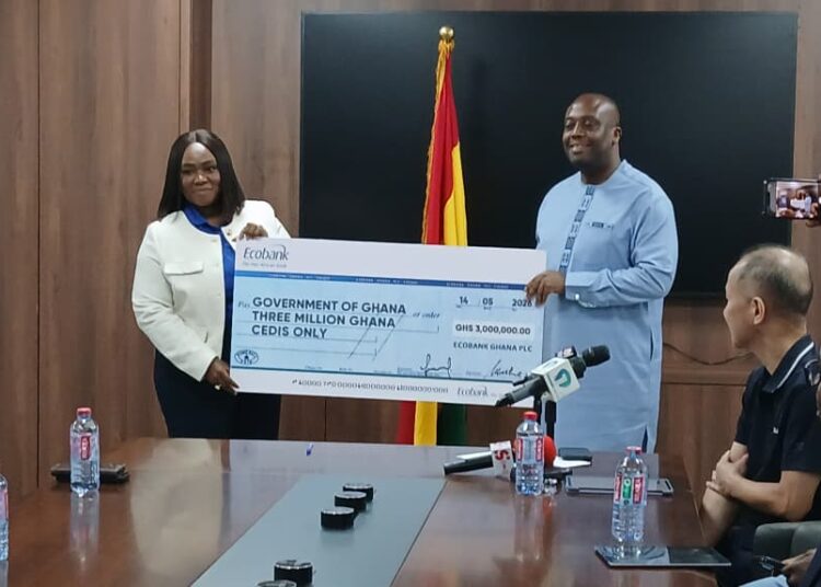 EcoBnak presenting Cheque for the Black stars fundraising committee ahead of the 2026 FIFA World Cup