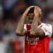 Gabriel of Arsenal reacts to a miss in a penalty shootout during the UEFA Champions League Final 2026 match between Paris Saint-Germain and Arsenal FC at Puskas Arena on May 30, 2026 in Budapest, Hungary. (Photo by Chris Brunskill/Fantasista/Getty Images)