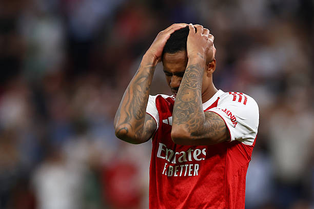 Gabriel of Arsenal reacts to a miss in a penalty shootout during the UEFA Champions League Final 2026 match between Paris Saint-Germain and Arsenal FC at Puskas Arena on May 30, 2026 in Budapest, Hungary. (Photo by Chris Brunskill/Fantasista/Getty Images)