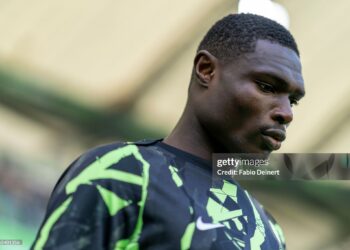 Jonas Adjei Adjetey of VfL Wolfsburg is seen during the Bundesliga match between VfL Wolfsburg and Hamburger SV at Volkswagen Arena on March 07, 2026 in Wolfsburg, Germany. (Photo by Fabio Deinert/Getty Images)