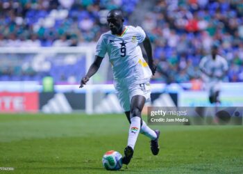 Felix Afena-Gyan of Ghana controls the ball during the international friendly match between Mexico and Ghana (Photo by Luis Cano/Jam Media/Getty Images)