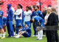 Cole Palmer and Reece James of Chelsea after their sides 1-0 defeat during the Emirates FA Cup Final match between Chelsea and Manchester City (Photo by Robin Jones/Getty Images)