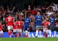Enzo Fernandez of Chelsea dejected after Taiwo Awoniyi of Nottingham Forest scores his team's third goal during the Premier League match between Chelsea and Nottingham Forest (Photo by Alex Pantling/Getty Images)