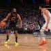 James Harden #1 of the Cleveland Cavaliers looks to pass the ball during the game against the New York Knicks during Game One of the NBA Eastern Conference Finals (Photo by Brian Babineau/NBAE via Getty Images)