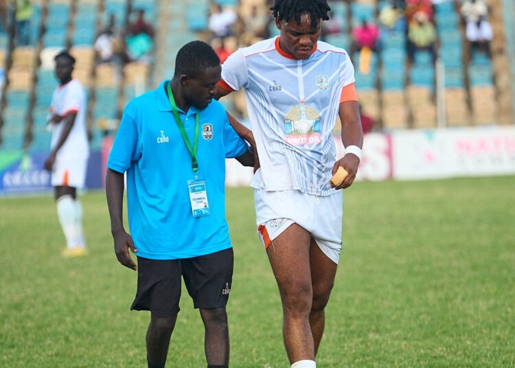 Razak Simpson (right) in action against Hearts of Oak Photo Courtesy: Nations FC