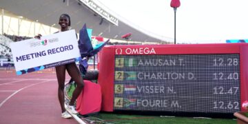100m Hurdles World Record holder, Tobi Amusan at the Diamond League Rabat 2026.