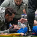 Jesse Derry of Chelsea receives medical treatment during the Premier League match between Chelsea and Nottingham Forest at Stamford Bridge on May 4, 2026 in London, England. (Photo by Sebastian Frej/MB Media/Getty Images)
