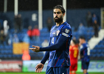 Josko Gvardiol of Croatia reacts during the FIFA World Cup 2026 qualifier match between Montenegro and Croatia at Podgorica City Stadium on November 17, 2025 in Podgorica, Montenegro. (Photo by Stefan Ivanovic/Pixsell/MB Media/Getty Images)