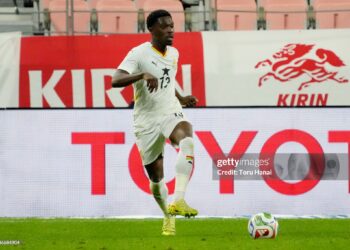 Derrick Arthur Kohn of Ghana in action during the international friendly match between Japan and Ghana  (Photo by Toru Hanai/Getty Images)