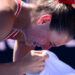 Ukraine's Marta Kostyuk cries. (Photo by YUICHI YAMAZAKI/AFP via Getty Images)