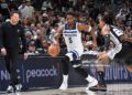 Anthony Edwards #5 of the Minnesota Timberwolves dribbles the ball during the game against the San Antonio Spurs during Round Two Game Five of the 2026 NBA Playoffs (Photos by Michael Gonzales/NBAE via Getty Images)