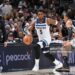 Anthony Edwards #5 of the Minnesota Timberwolves dribbles the ball during the game against the San Antonio Spurs during Round Two Game Five of the 2026 NBA Playoffs (Photos by Michael Gonzales/NBAE via Getty Images)