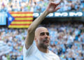 Manchester City's Spanish manager Pep Guardiola waves at the start of the English Premier League football match between Manchester City and Aston Villa at the Etihad Stadium in Manchester, north west England, on May 24, 2026. (Photo by Darren Staples / AFP via Getty Images) / RESTRICTED TO EDITORIAL USE. No use with unauthorized audio, video, data, fixture lists, club/league logos or 'live' services. Online in-match use limited to 120 images. An additional 40 images may be used in extra time. No video emulation. Social media in-match use limited to 120 images. An additional 40 images may be used in extra time. No use in betting publications, games or single club/league/player publications. /