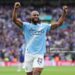 Antoine Semenyo of Manchester City celebrates after scoring their side's first goal during the Emirates FA Cup Final match between Chelsea and Manchester City (Photo by Alex Livesey - Danehouse/Getty Images)