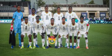 Shot from Black Starlets (white) game against South Africa Photo Courtesy: GFA