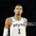Victor Wembanyama #1 of the San Antonio Spurs looks on during the first quarter against the Minnesota Timberwolves in Game Four of the Second Round of the NBA Western Conference Playoffs (Photo by David Berding/Getty Images)