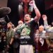 Oleksandr Usyk celebrates after beating Rico Verhoeven in their WBC World Heavyweight  Title during the Glory in Giza - Fight Night at The Pyramids (Photo by Mark Robinson/Getty Images).