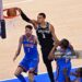 Victor Wembanyama #1 of the San Antonio Spurs dunks the ball against Chet Holmgren #7 and Jalen Williams #8 of the Oklahoma City Thunder during the second quarter in Game One of the NBA Western Conference Finals  (Photo by Joshua Gateley/Getty Images)