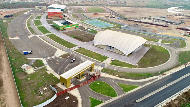 A drone shot of the Borteyman Sports. Constracta UK