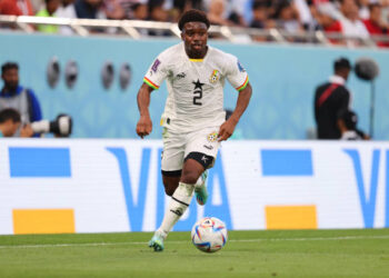 ariq Lamptey of Ghana during the FIFA World Cup Qatar 2022 Group H match between Korea Republic and Ghana at Education City Stadium on November 28, 2022 in Al Rayyan, Qatar. (\Photo by Marc Atkins/Getty Images