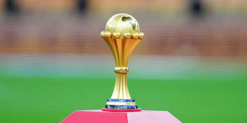 The African cup of nation trophy. Photo by Ulrik Pedersen/NurPhoto via Getty Images